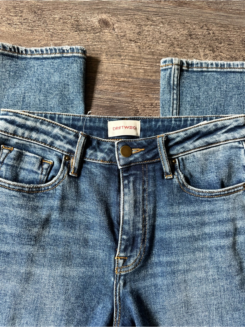DRIFTWOOD Women's Straight Leg Light Blue Denim Jeans